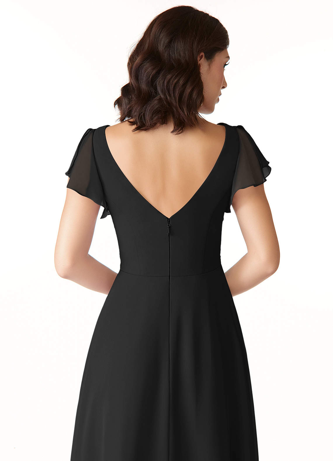 Azazie Omari Vestidos de madrinha de casamento Vestir Preto de Chiffon de Linha A image5