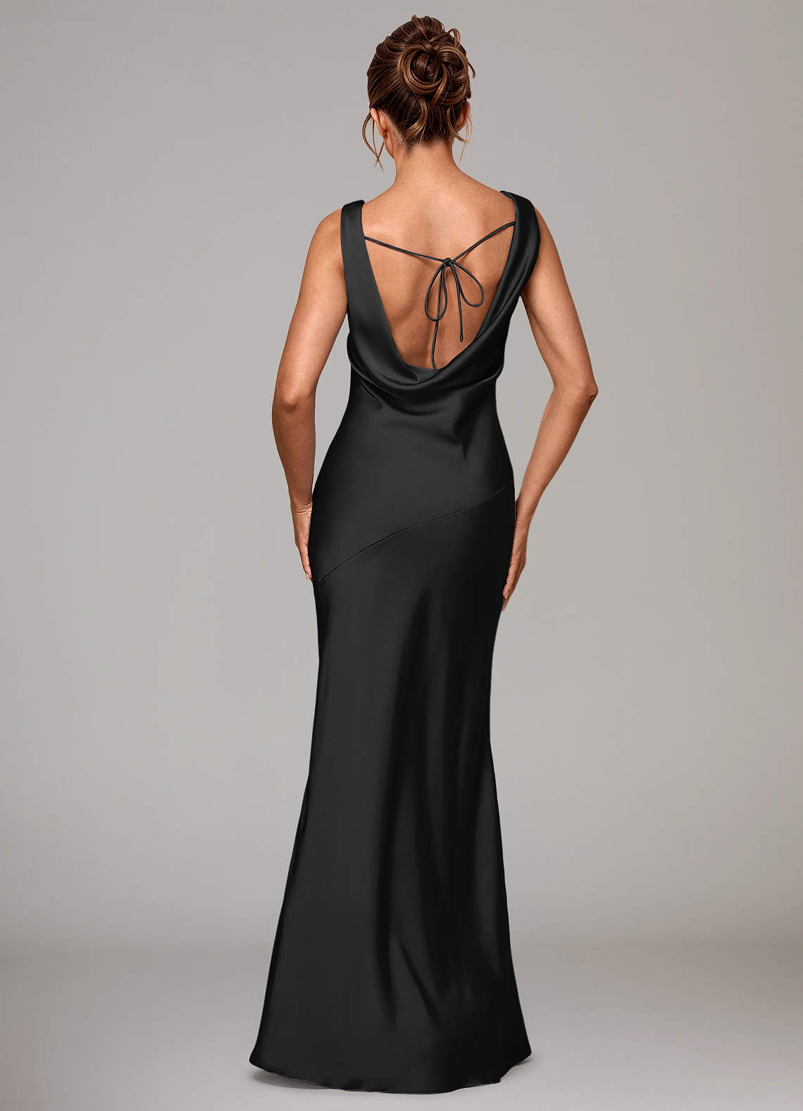 Azazie Rylina Vestidos de madrinha de casamento Vestir Preto de Cetim elástico de sereia image4