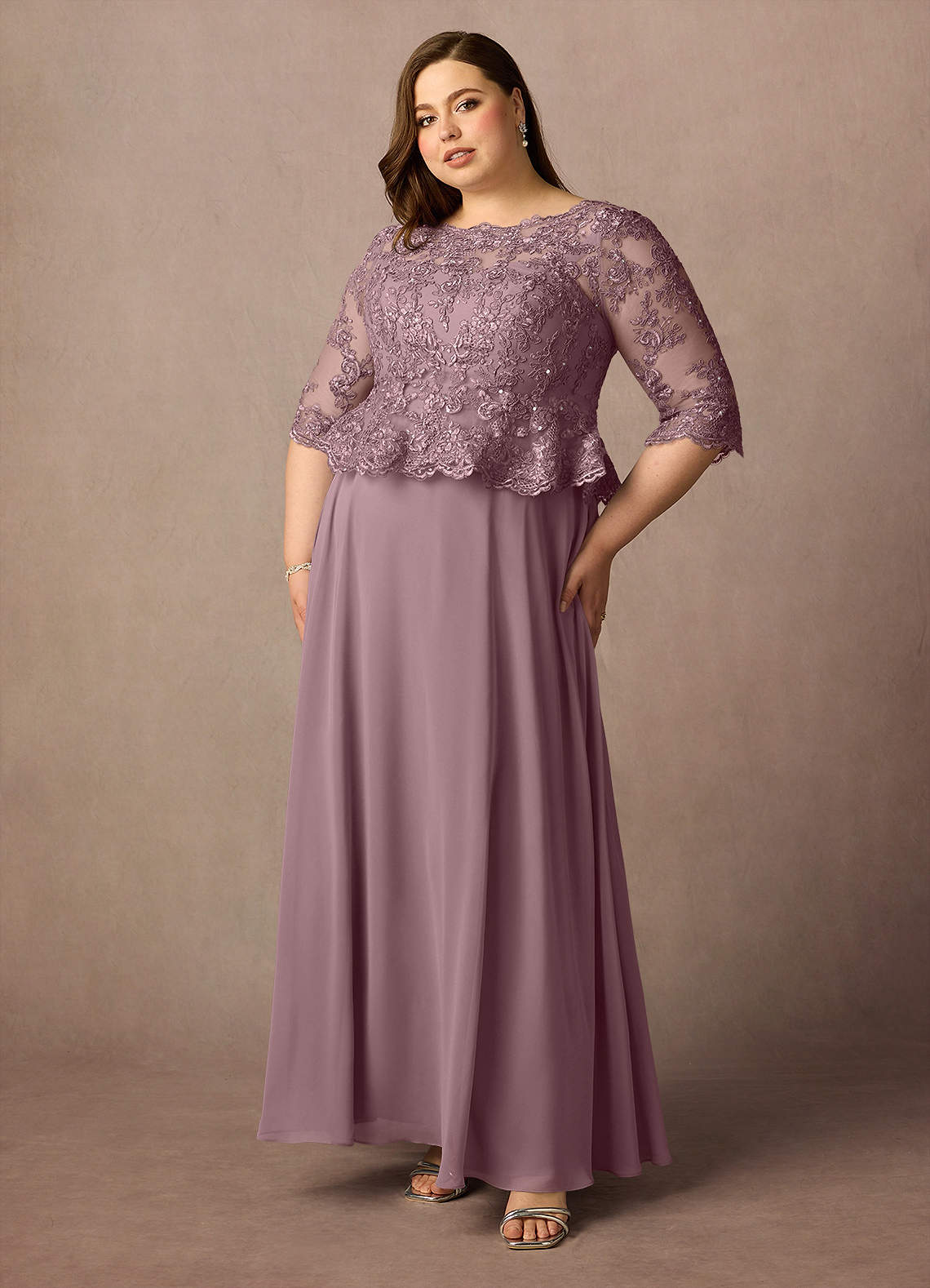 Azazie Averie Mother of the Bride Dresses Dusty Rose A-Line Boatneck Sequins Chiffon Dress image10
