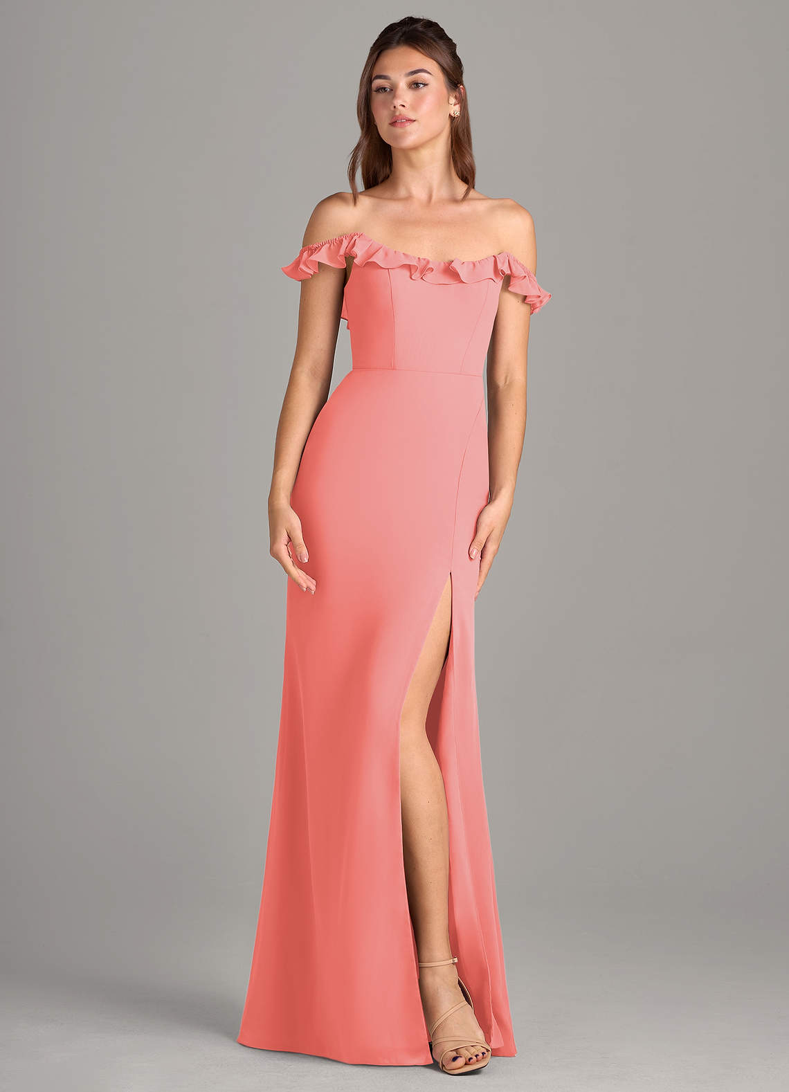 blue dress for baby girl Zapaka Women Sparkly Coral Prom Dress with Slit Mermaid Sequins Spaghetti Straps Corset Long Evening Dress, Coral / US18W