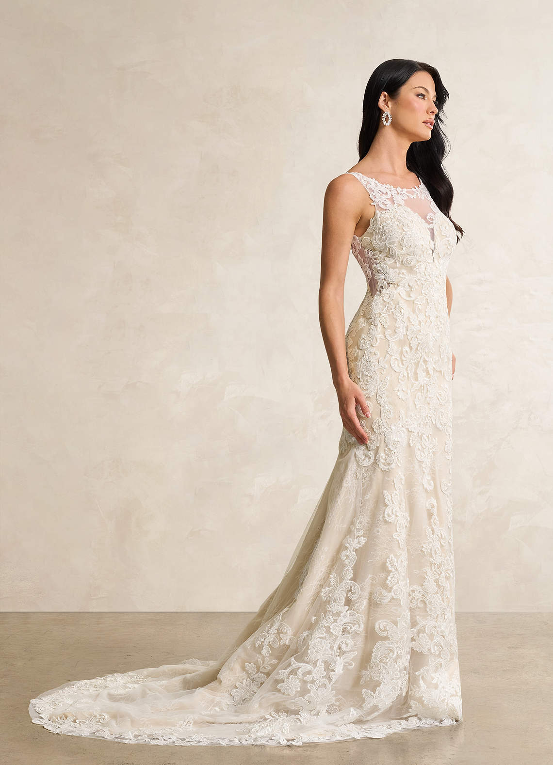 Azazie Divine Wedding Dresses Diamond White Champagne Mermaid Sequins Tulle Dress image1