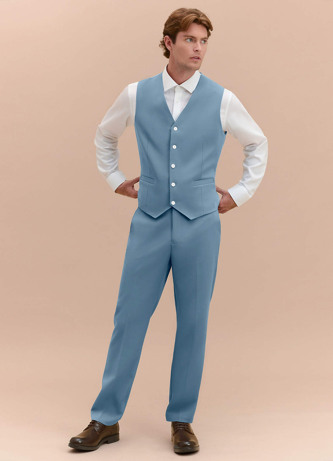 James Light Blue Structured Stretch Suit Vest | Classic Short Suit