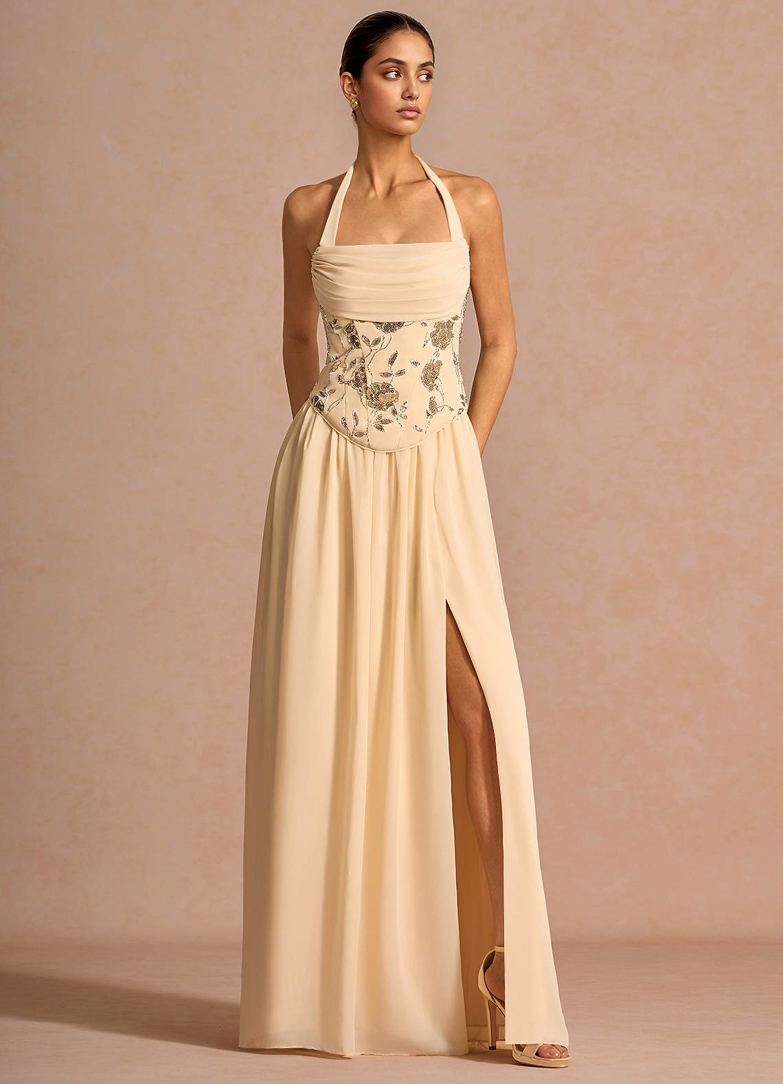gold one shoulder mini dress Women's Forever Fabulous One Shoulder Sequin Mini Dress in Tan