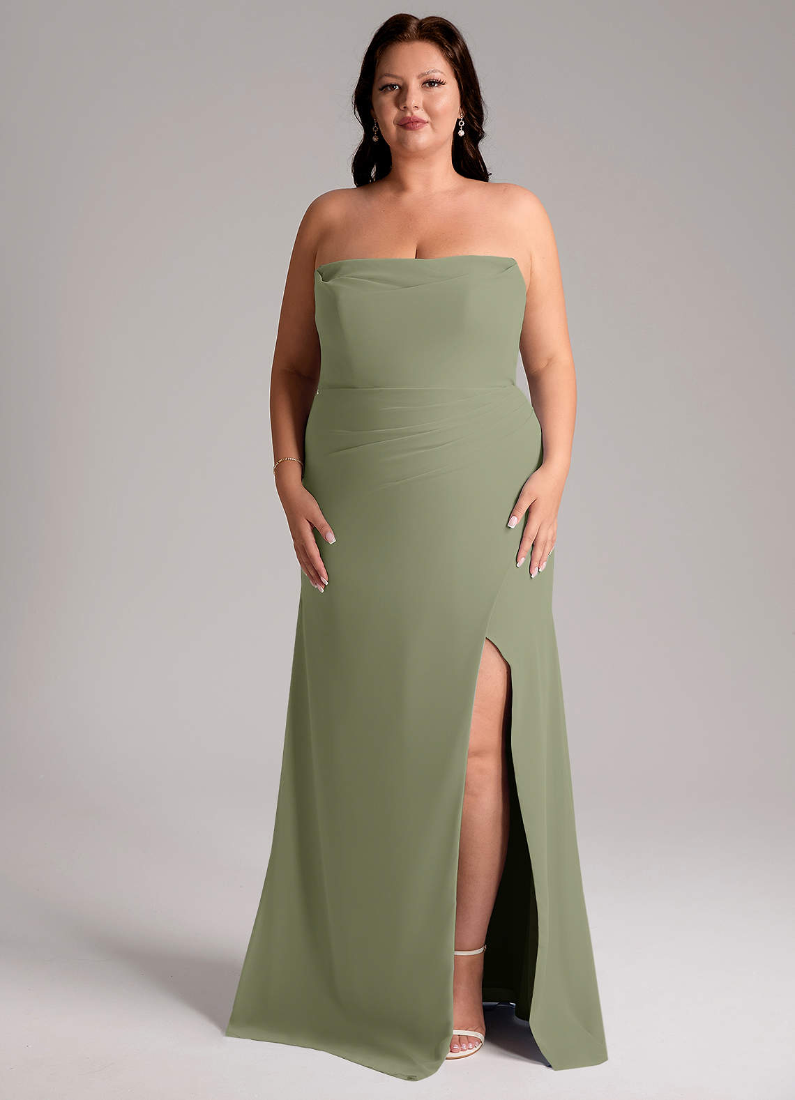 Azazie Leonis Bridesmaid Dresses Pistachio Sheath Strapless Chiffon Convertible Dress image10
