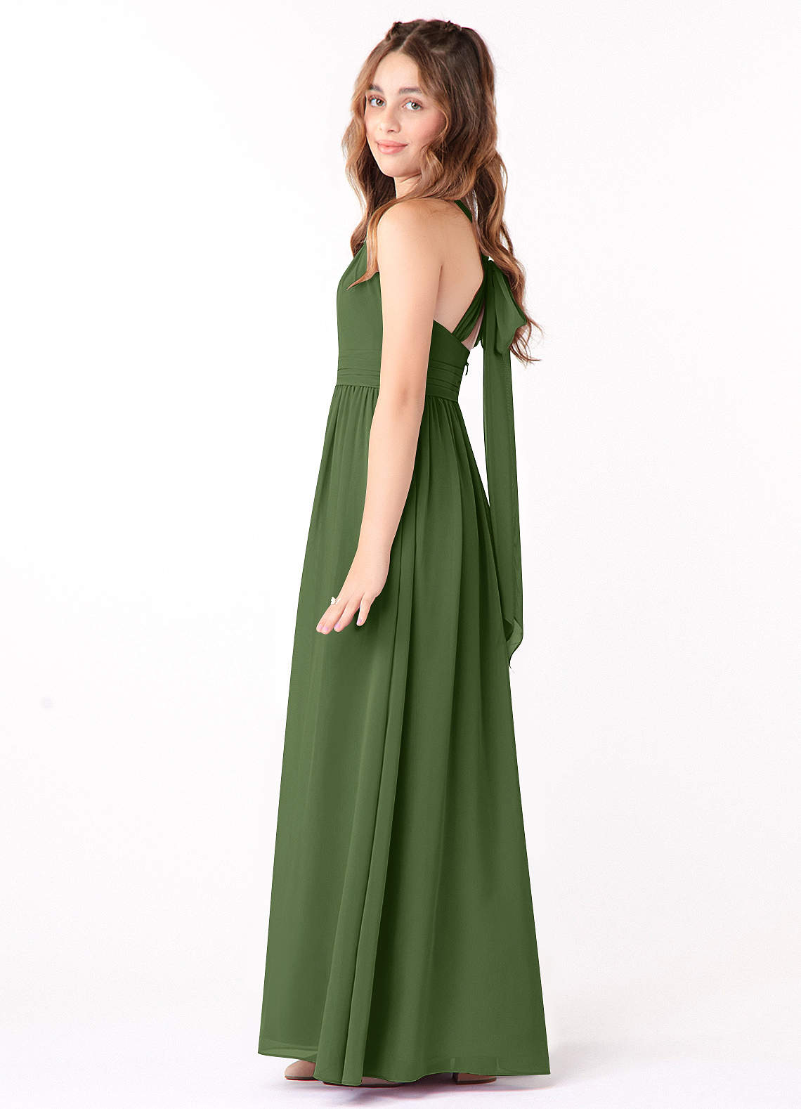Azazie Jaylah Junior Bridesmaid Dress in Olive Azazie AU
