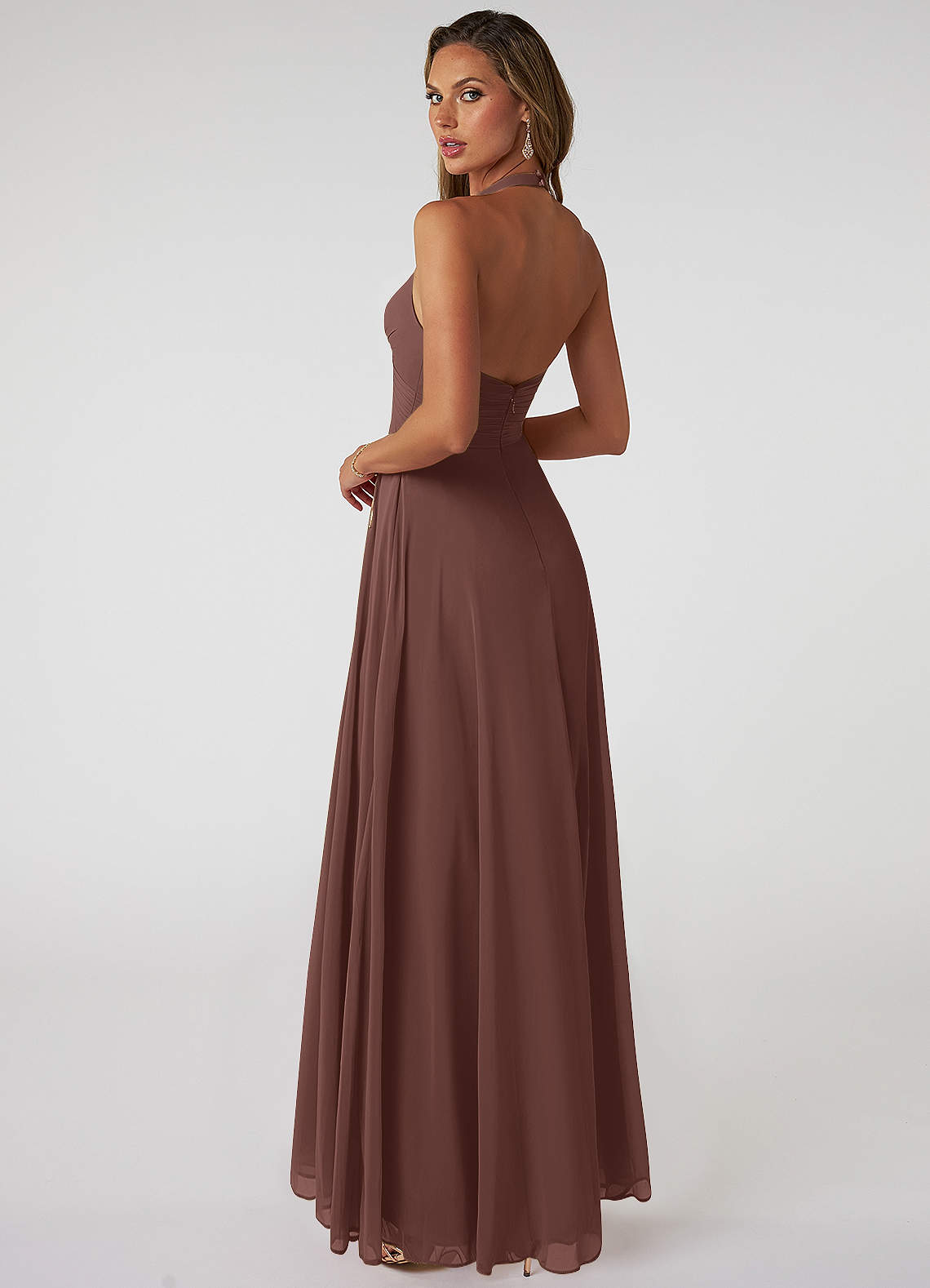 Azazie Tessie Espresso Chiffon Bridesmaid Dresses | Azazie
