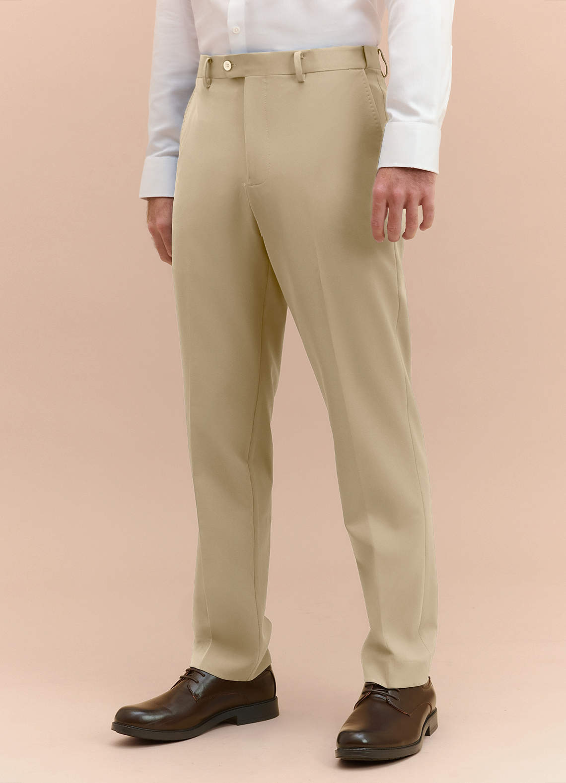 front James Champagne Structured Stretch Dress Pants
