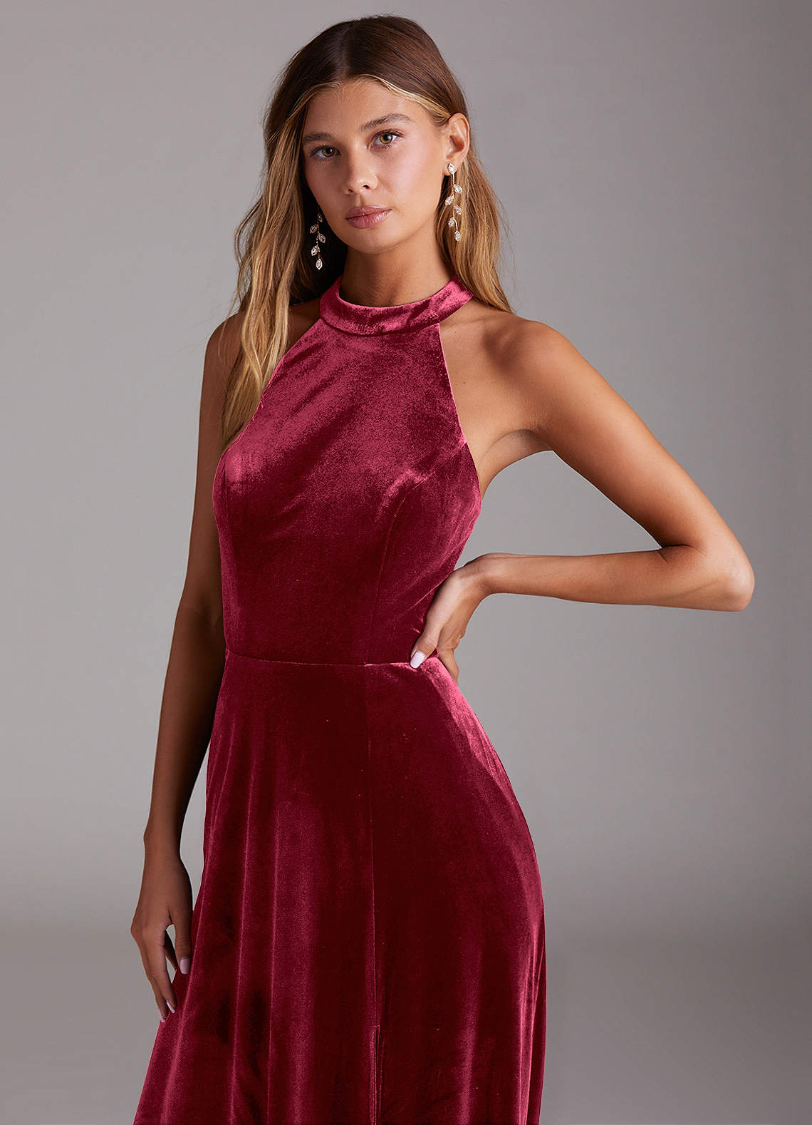 Azazie Larice Ready to Ship Burgundy Velvet Bridesmaid Dresses | Azazie