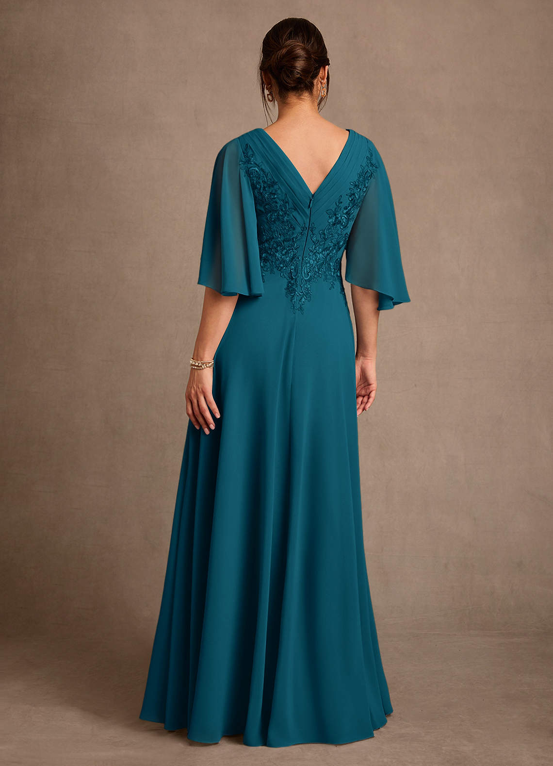 Azazie Tilda Abiti per la Madre della Sposa Abito A-Line in Chiffon Pizzo Blu Inchiostro image1