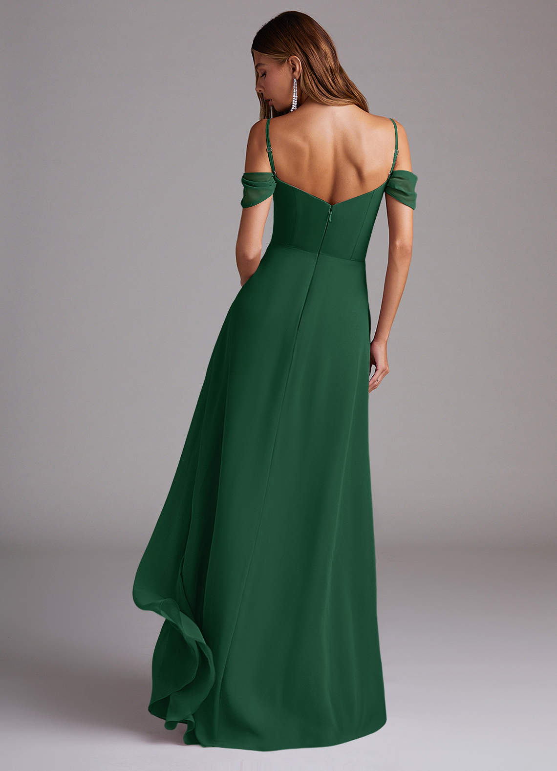 Forest Green Dark Green Bridesmaid Dresses Azazie A-Line/Princess Off The  Shoulder Floor-Length Chiffon