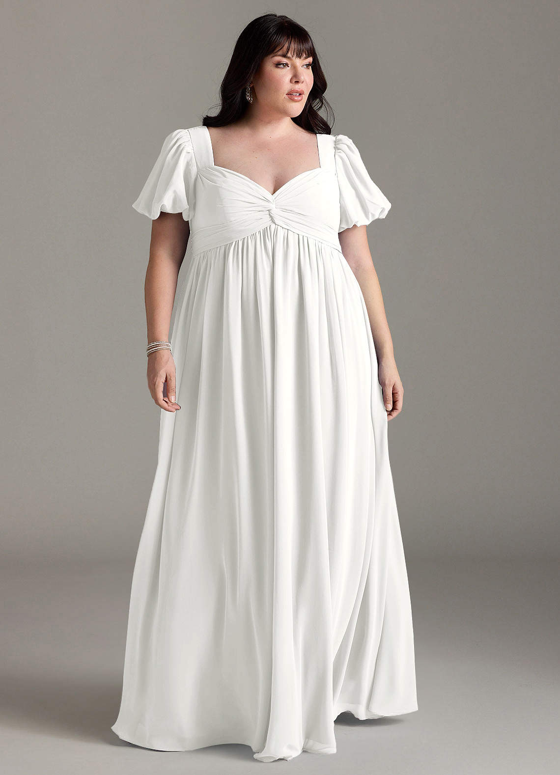 Azazie Madisynn Maternity Bridesmaid Dresses Bow Chiffon Floor-Length Dress image1
