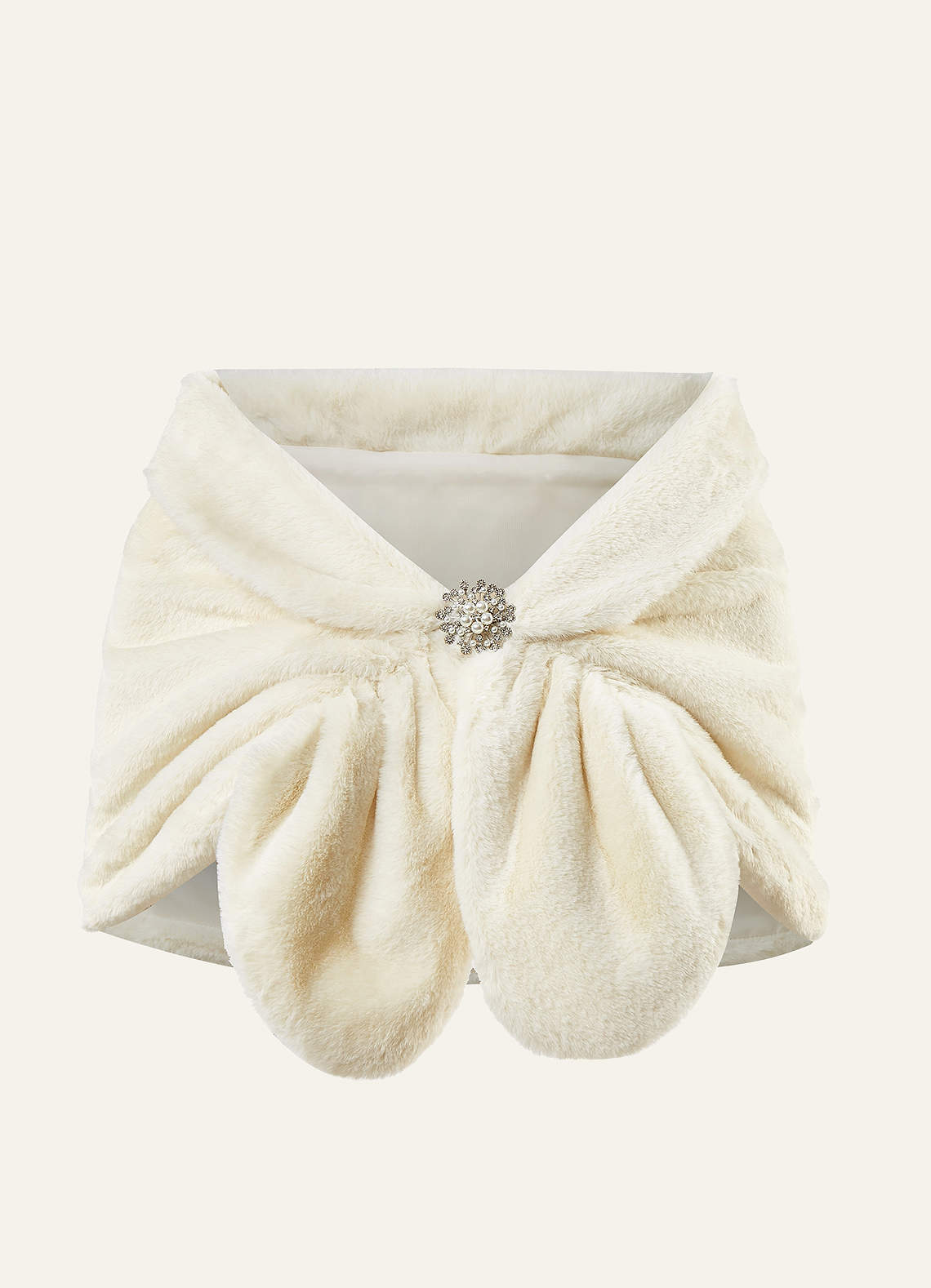 front Brooch Faux Fur Cape