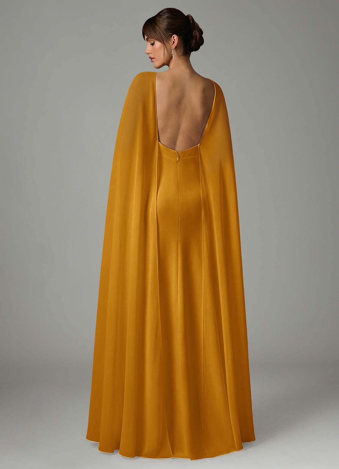 Azazie Stefania Vestidos de madrinha de casamento Vestido Caramelo de Cetim elástico de Linha A image3