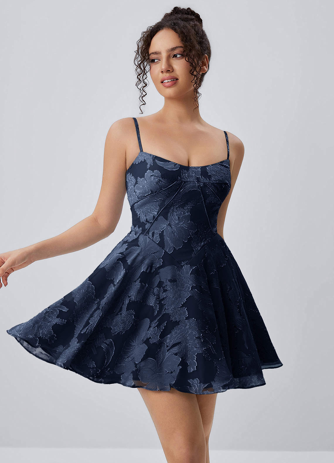 jacquard corset mini dress in navy Goldmari A-Line back fastening ensures easy Size:US 26Plus / UK 30 / EU 56 Asos luxe jacquard INT Asymmetrical-neck midi-dress - Women