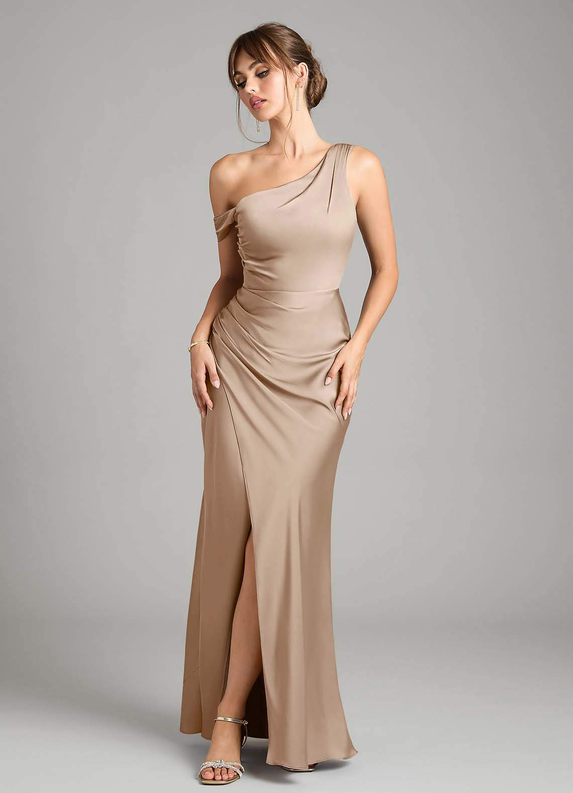 Azazie Madelyn Taupe Bridesmaid Dresses | Azazie