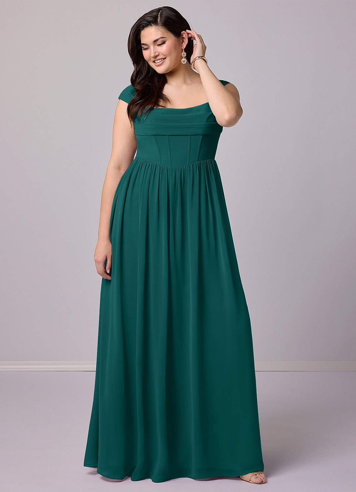 Barbie ♥ Azazie Bridesmaid Dresses Peacock A-Line Corset Chiffon Dress image8