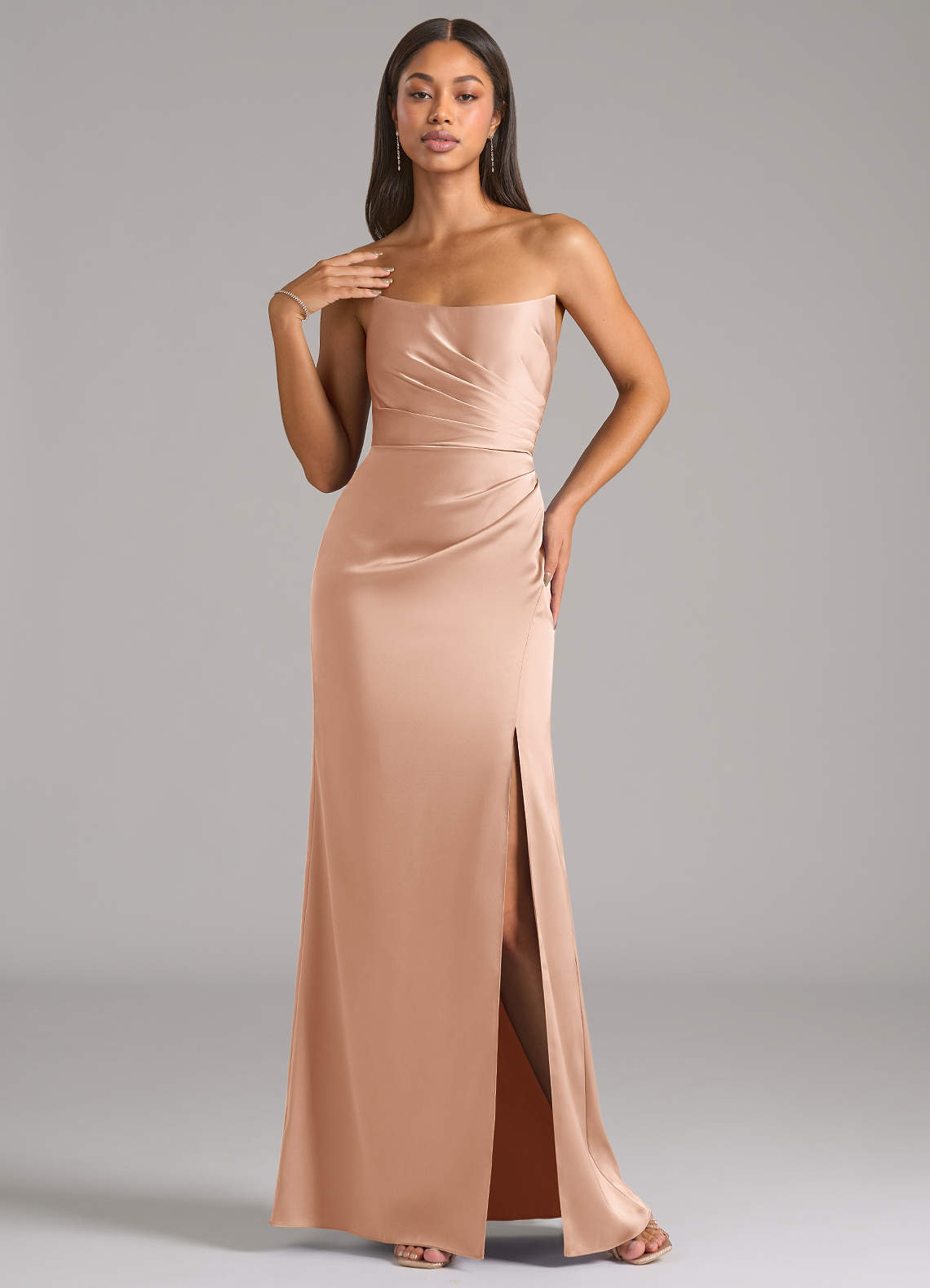 Azazie Marla Rose Gold Stretch Satin Bridesmaid Dresses | Azazie Azazie Marla Rose Gold Stretch Satin Bridesmaid Dresses | Azazie
