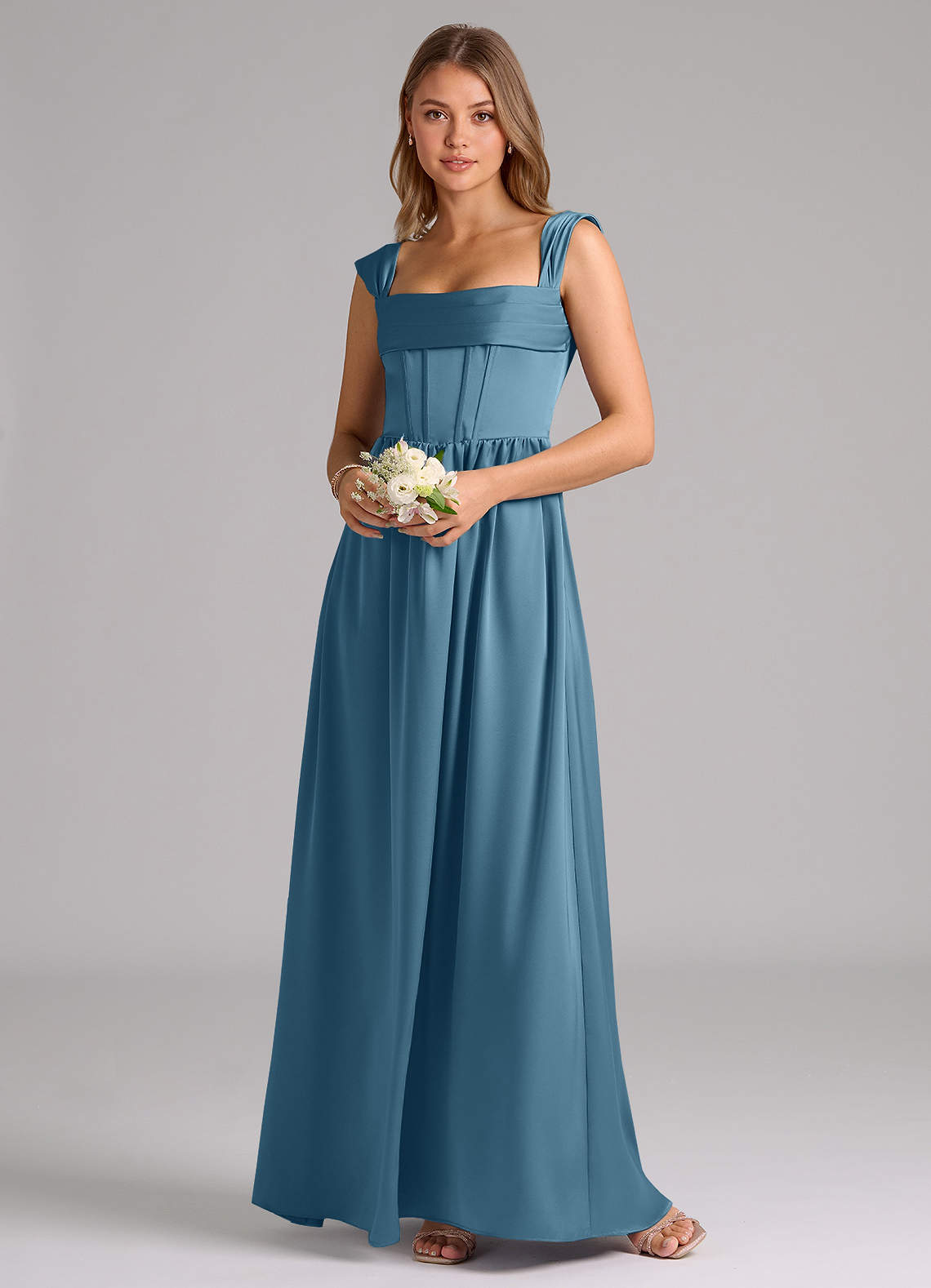 Azazie Hattie Bridesmaid Dresses Bermuda A-Line Corset Stretch Satin Dress image1