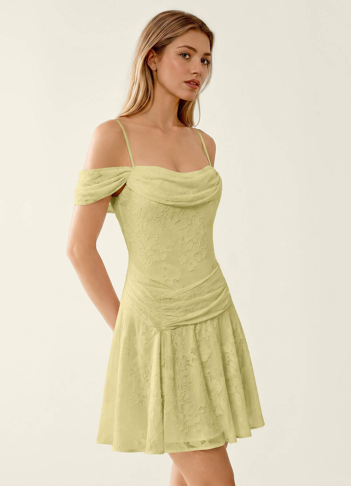 sorbet lace mini dress Delia Lemon Sorbet Lace Column Mini Dress