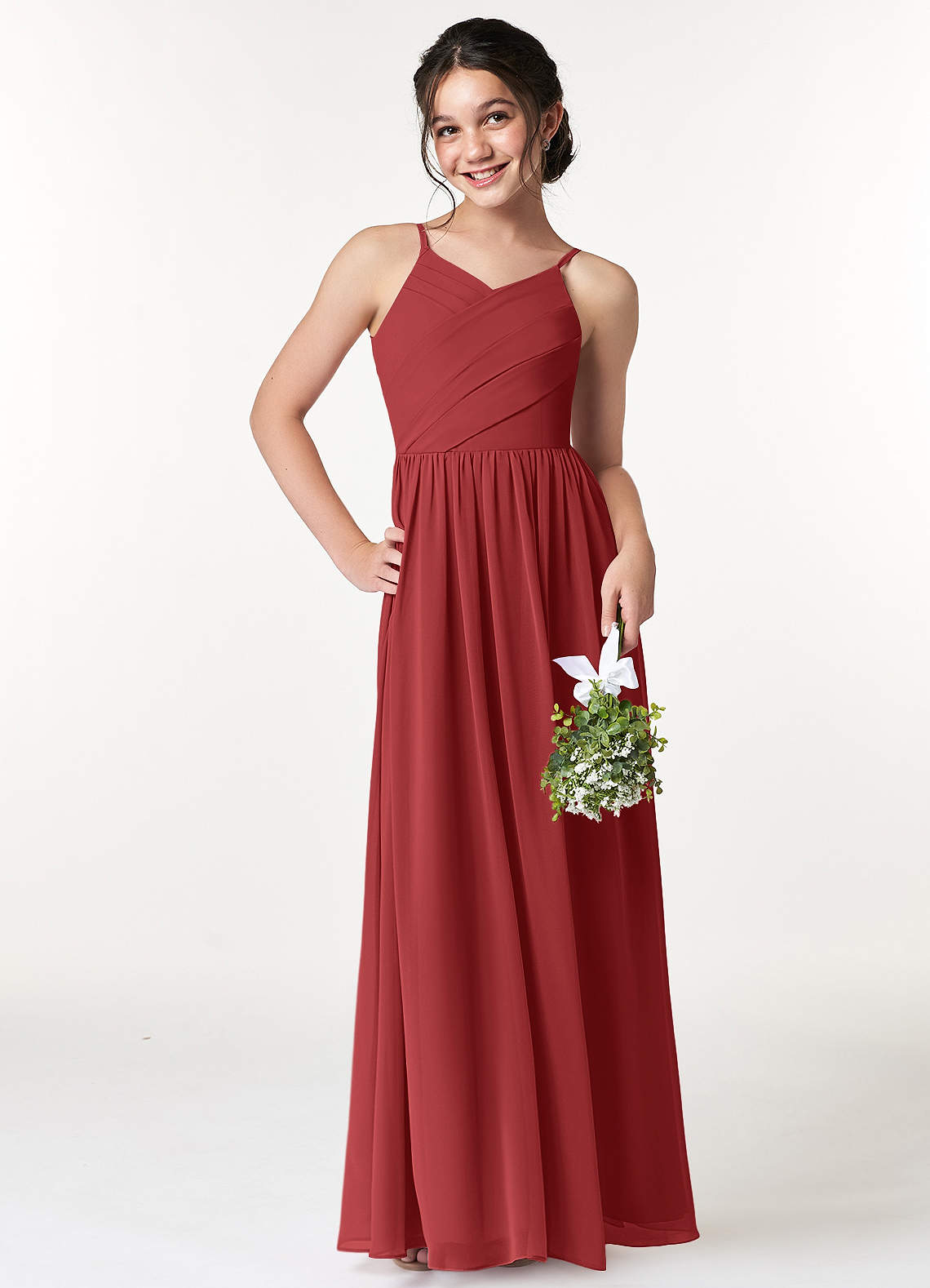 Azazie Cora Junior Bridesmaid Dress in Rust | Azazie