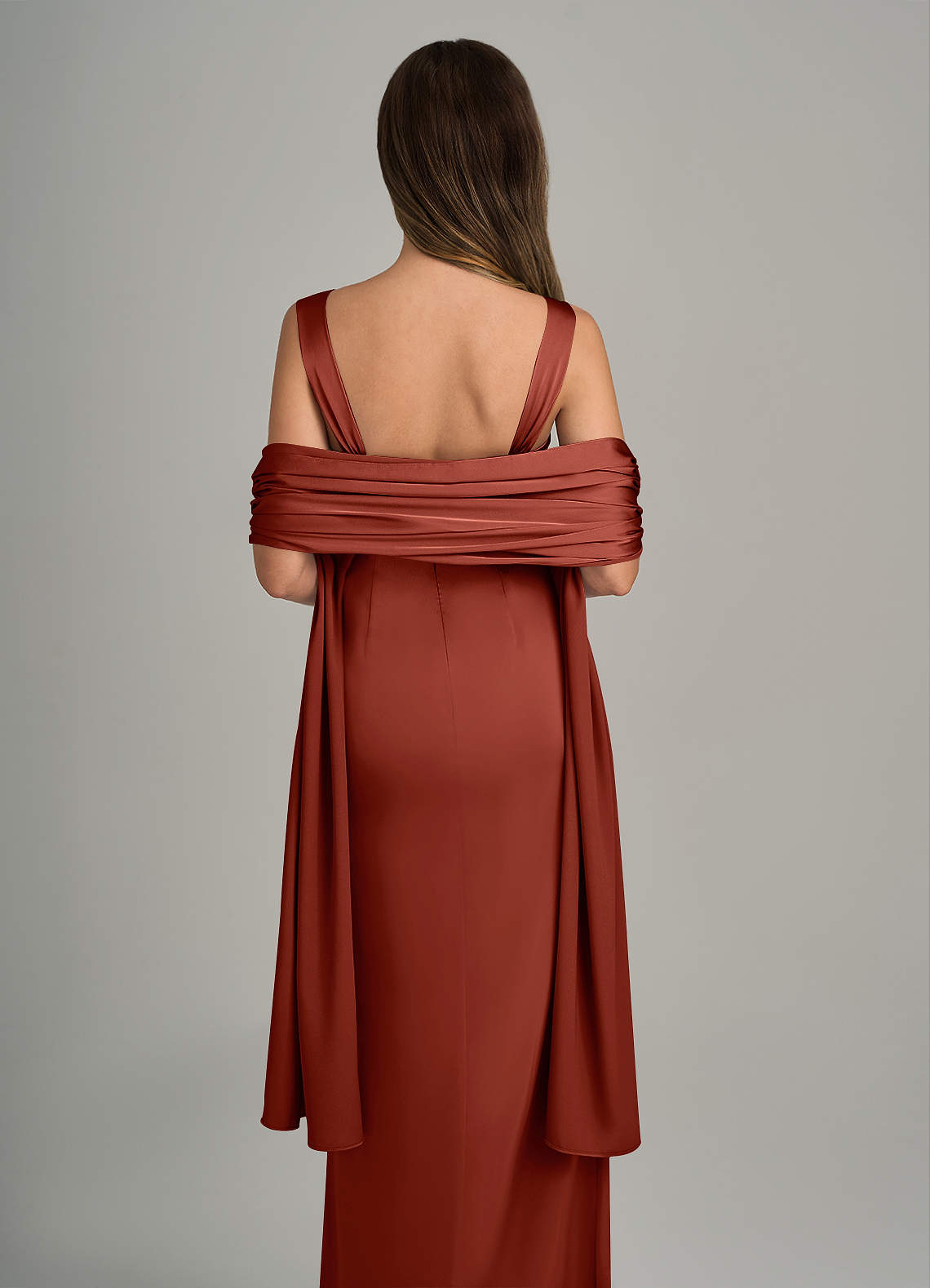 front Azazie Matching Color Stretch Satin Shawl