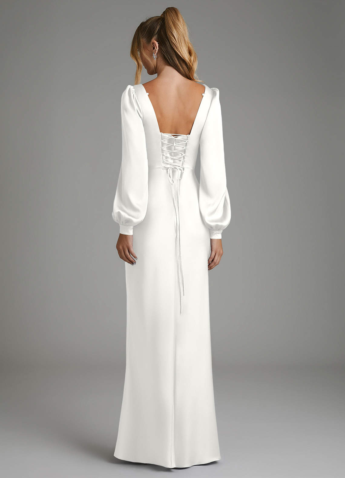 Azazie Brianna Bridesmaid Dresses White Mermaid Corset Stretch Satin Dress image6