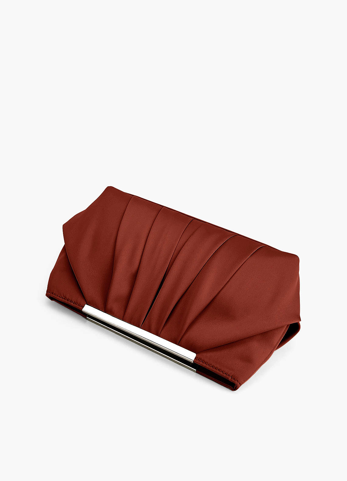 front Matching Color Stretch Satin Pleated Clutch