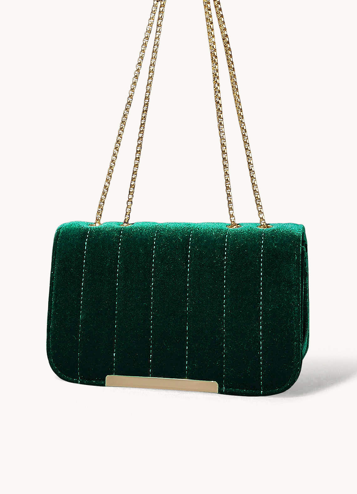 Dark Green Velvet Crossbody Bag