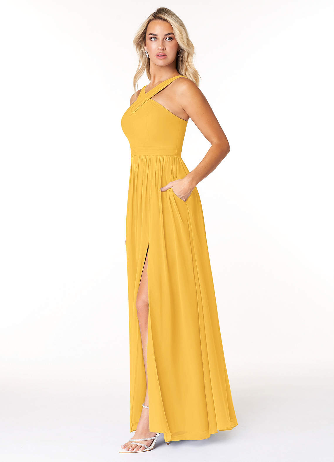 Azazie Elvira Marigold Chiffon Bridesmaid Dresses | Azazie