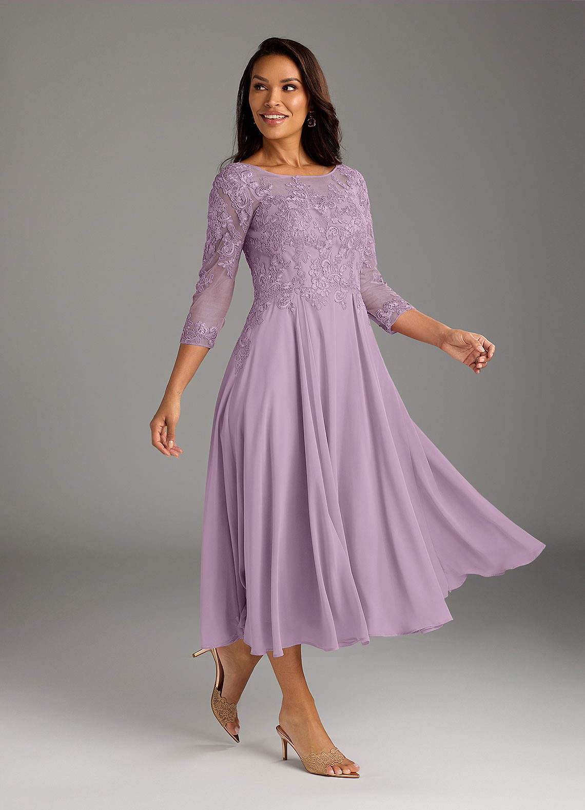 Azazie Marge Mother of the Bride Dresses Wisteria A-Line Scoop Lace Chiffon Dress image1
