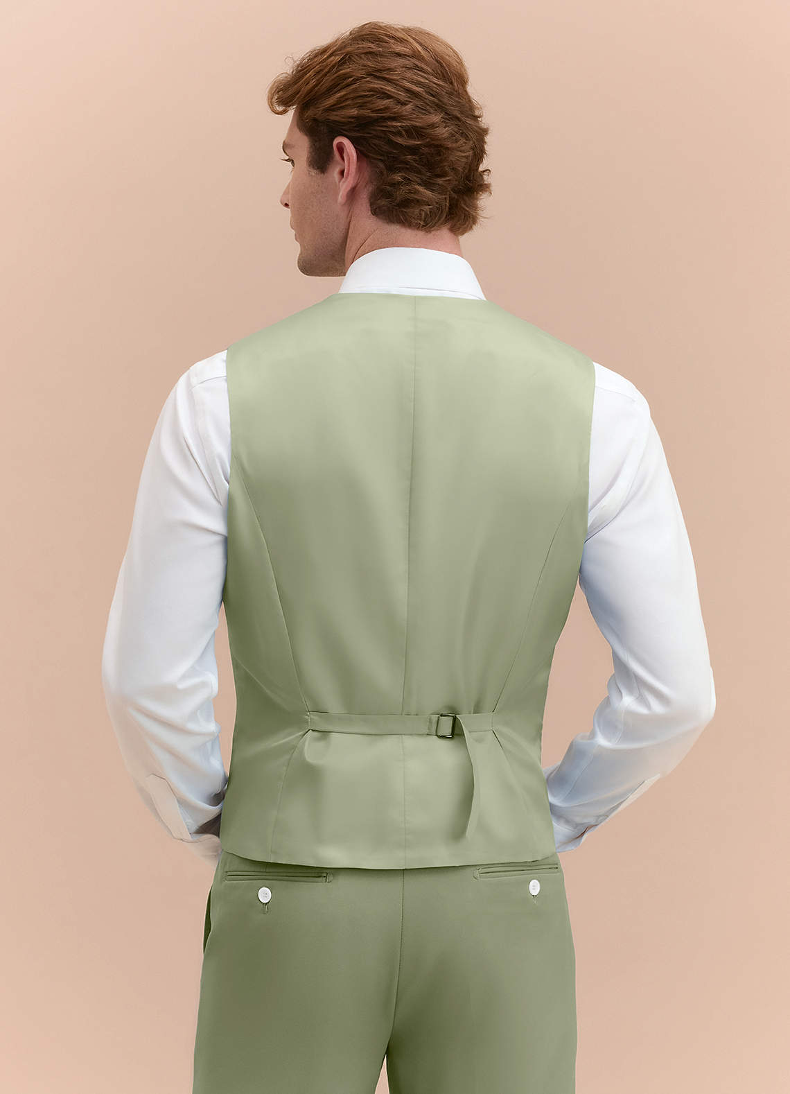 front James Pistachio Structured Stretch Suit Vest