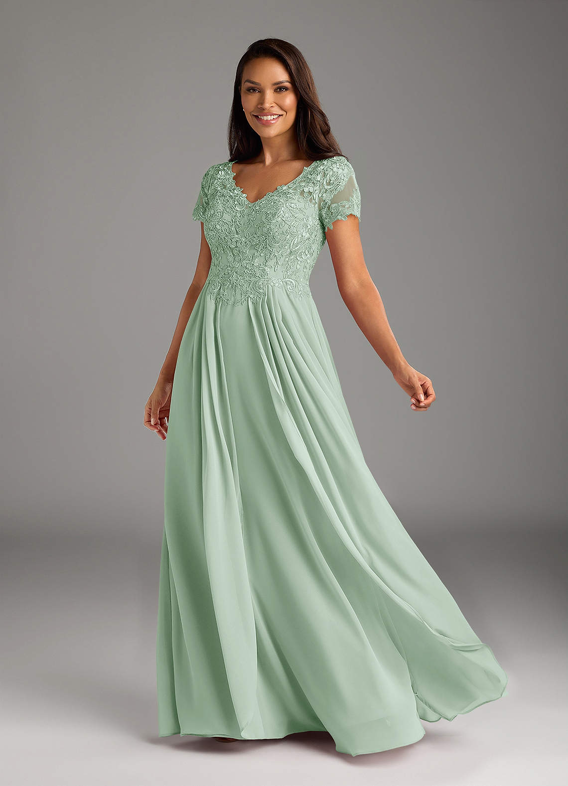 navy blue dress for baby girl Black Long A-Line V-Neck Lace Chiffon Mother of The Bride Dresses with Sleeves main image 1