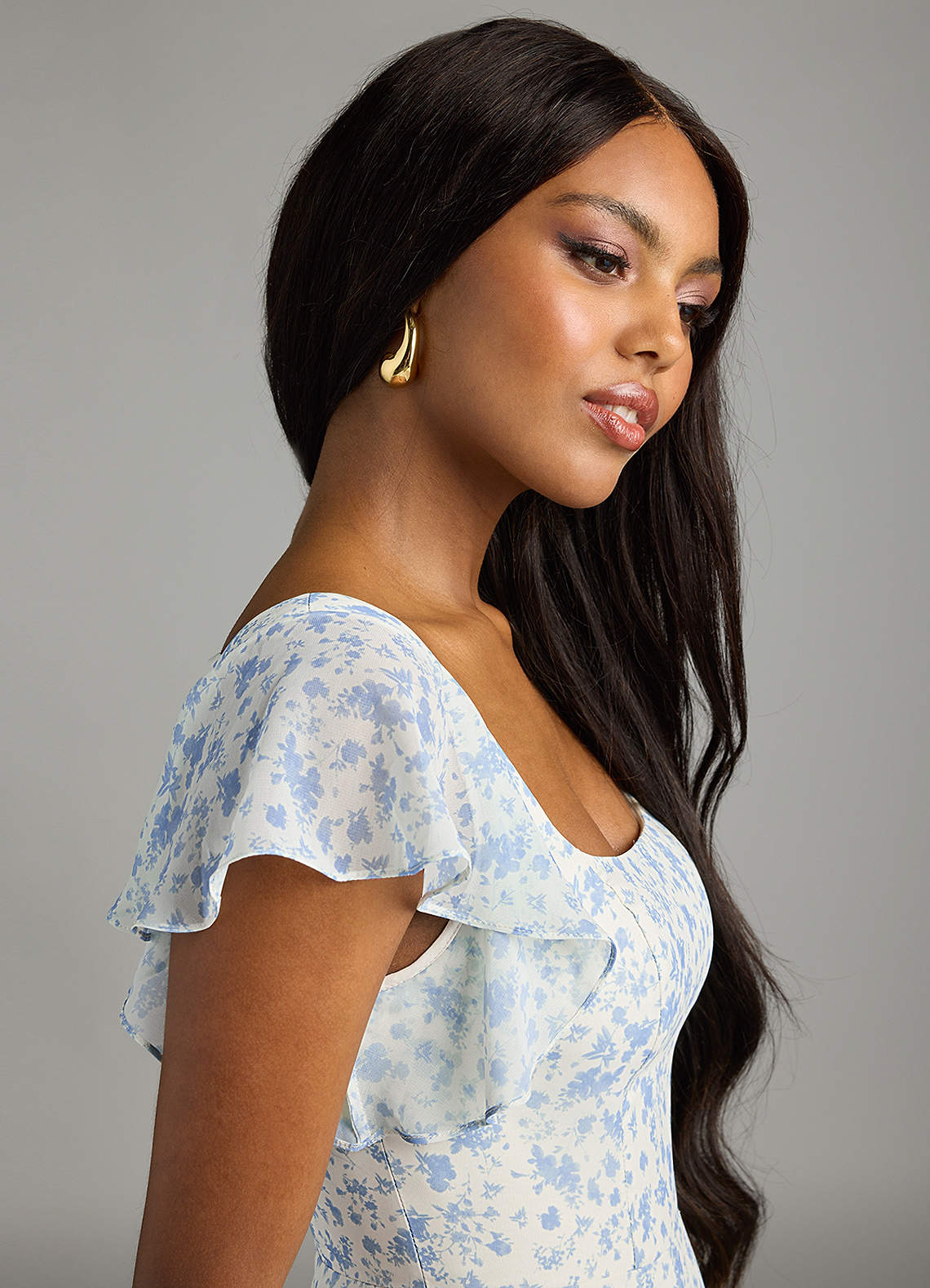 Azazie Bondi Blue And White Ditsy Floral Bridesmaid Dresses | Azazie