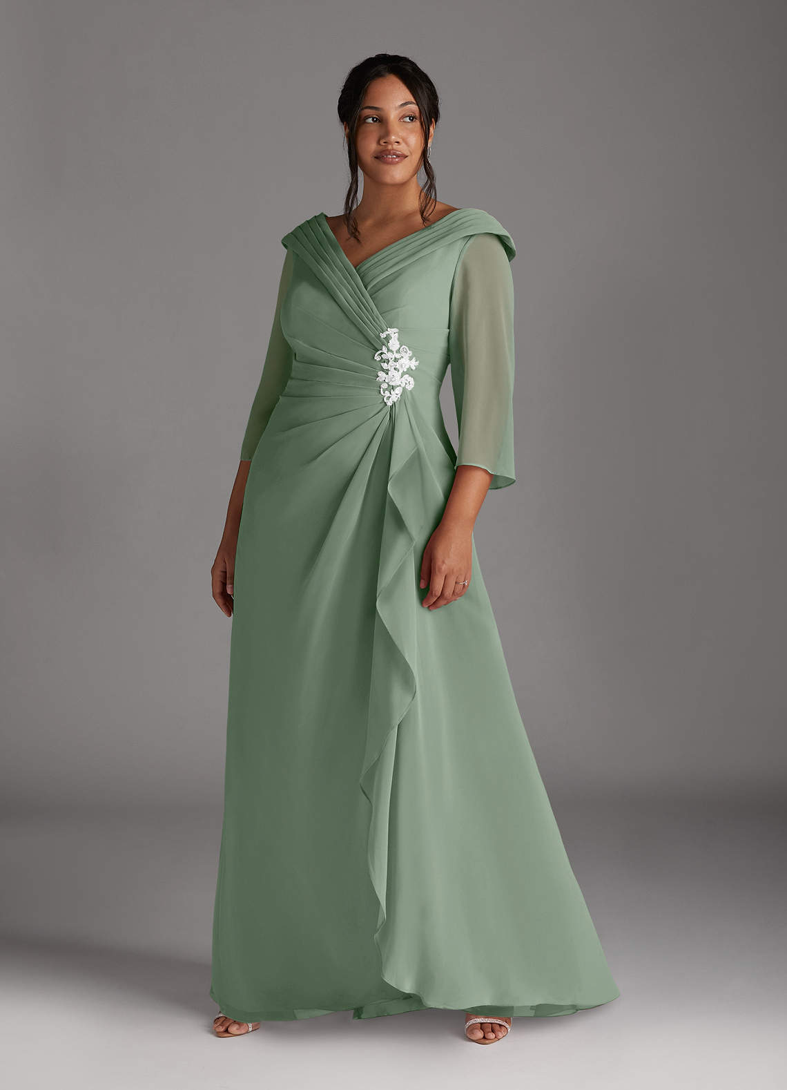 Azazie Jaycee Mother of the Bride Dresses Matcha A-Line Chiffon Dress image1