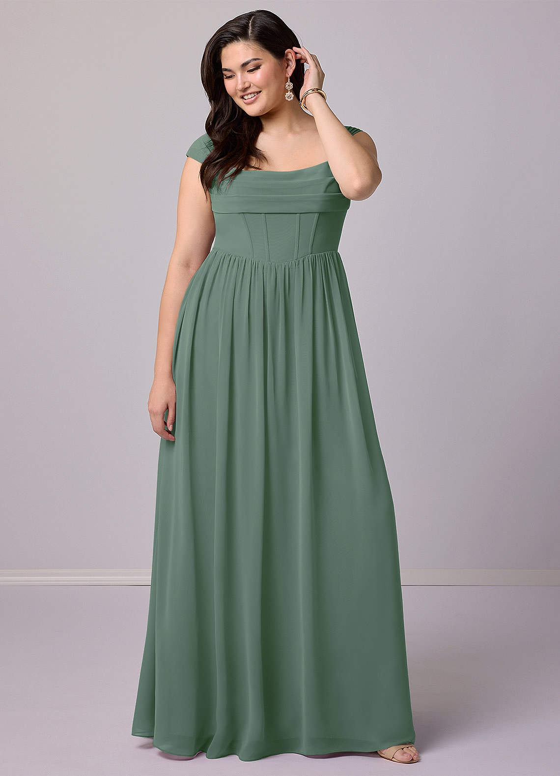 Barbie ♥ Azazie Bridesmaid Dresses A-Line Corset Chiffon Floor-Length Dress image8