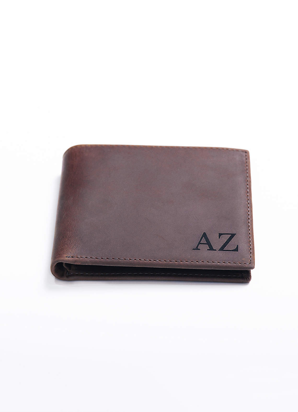 front Personalized Men's Leather Bifold Wallet