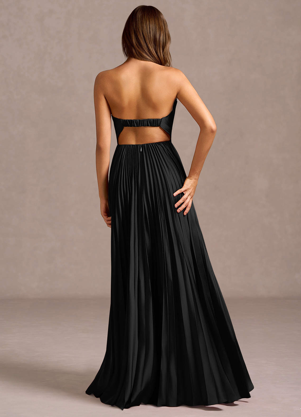 Azazie Floor-Length Maxi Dresses A-Line Wedding Guest Formal Dresses Strapless Black