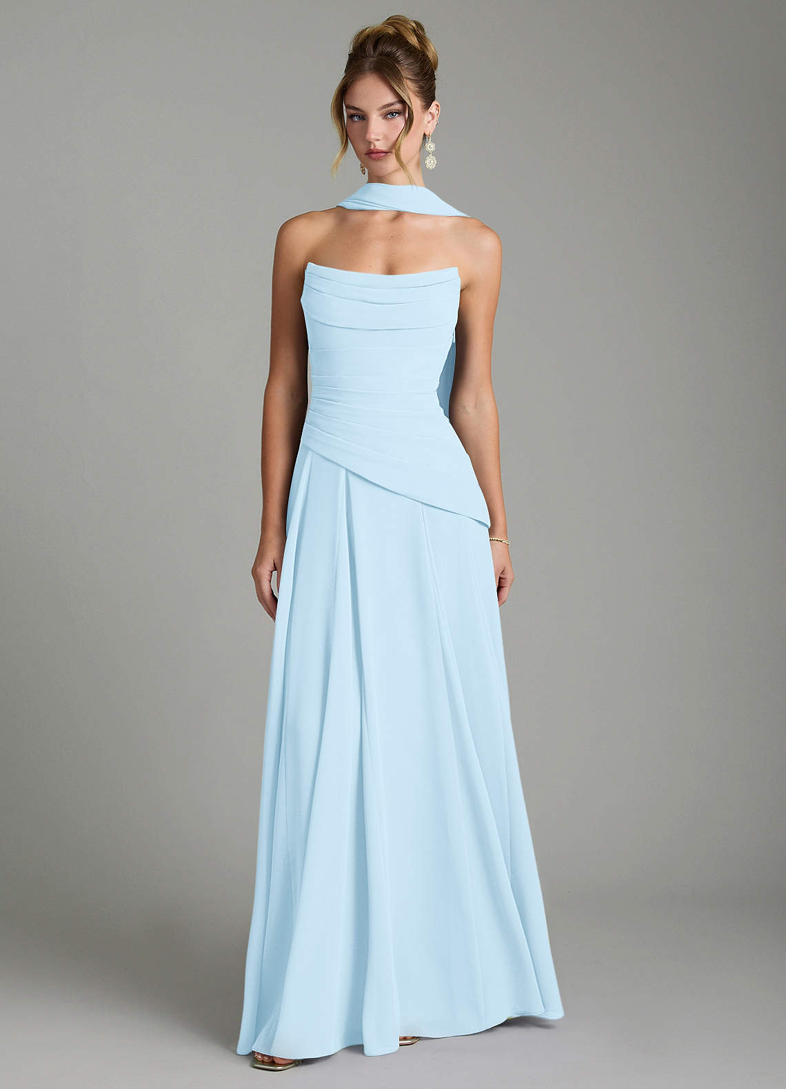 baby blue bridesmaid dresses Azazie A-Line Strapless Floor-Length Chiffon Color:As pic OUTERWEARFLASH127 BCBG Asymmetrical Neckline Midi With unlimited ways to