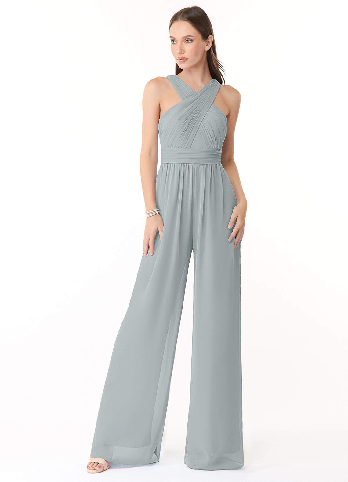 Grey shops chiffon jumpsuit