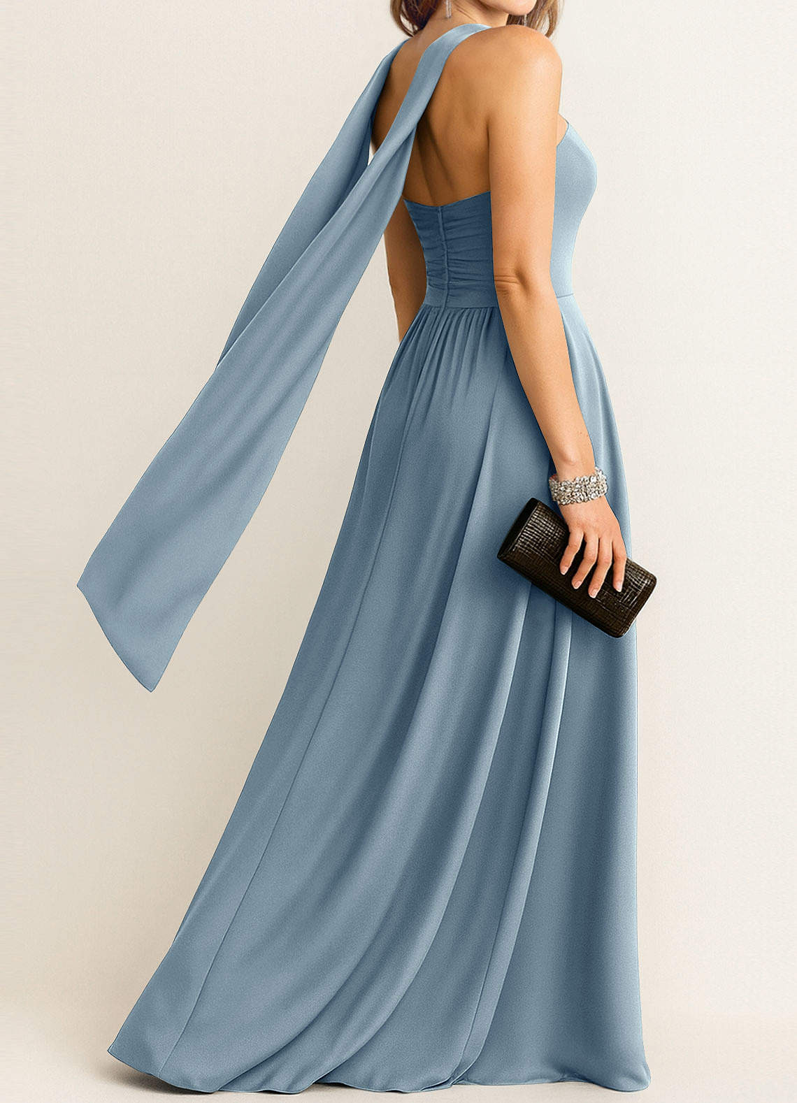 front Azazie Matching Color Stretch Satin Scarf