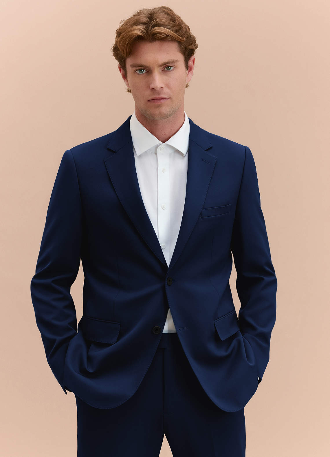 James Blue Structured Stretch Suit Jacket | Classic Regular Suit