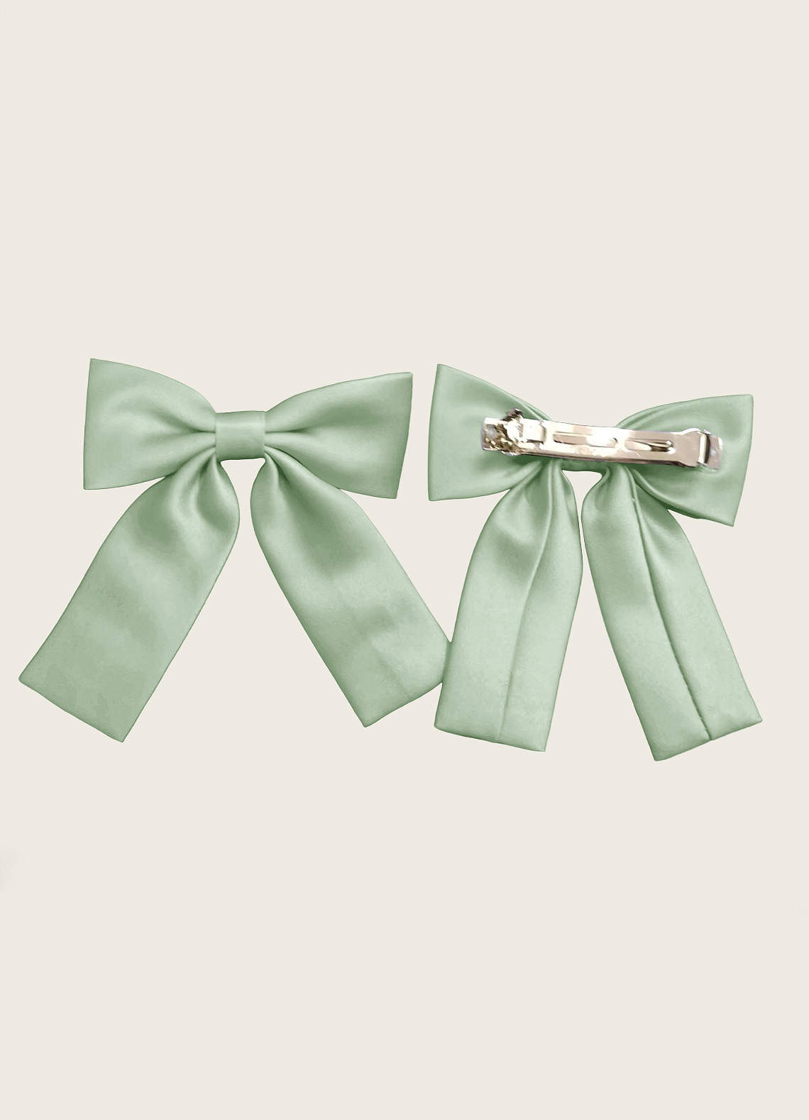 front Girls Satin Bow Hair Clip Set