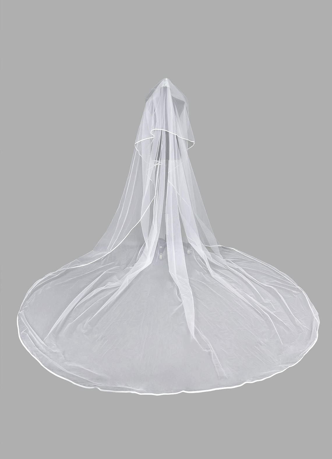front Adeline Ribbon Cathedral Veil With Blusher