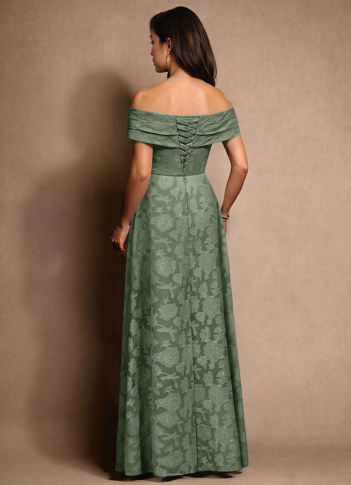 Azazie New Britain vestidos de madre de la novia Vestido de Matcha de Devorado Floral de Corte en A con Plisado image2