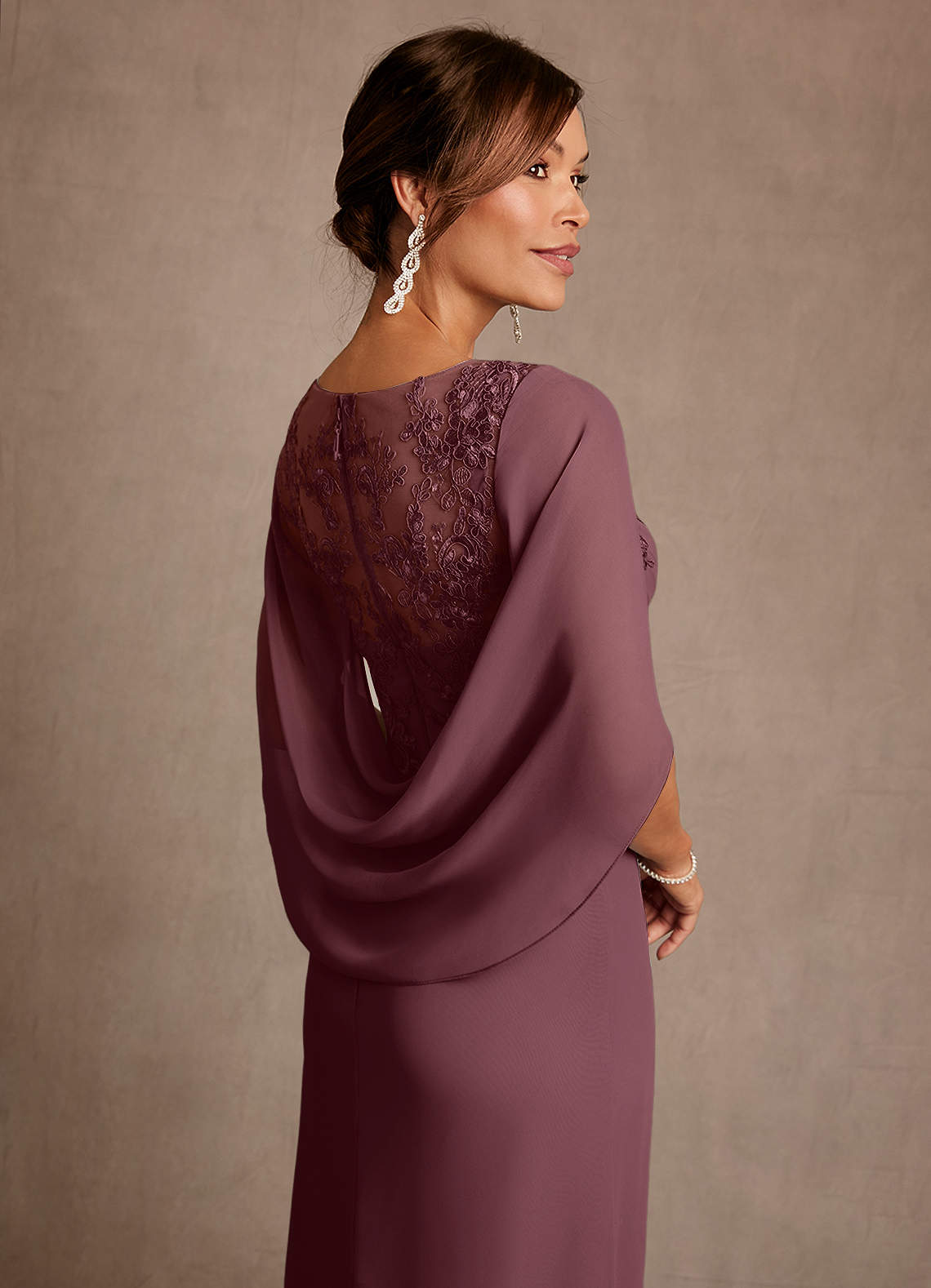 Azazie Forums Mother of the Bride Dresses Sangria A-Line Lace Dress image4
