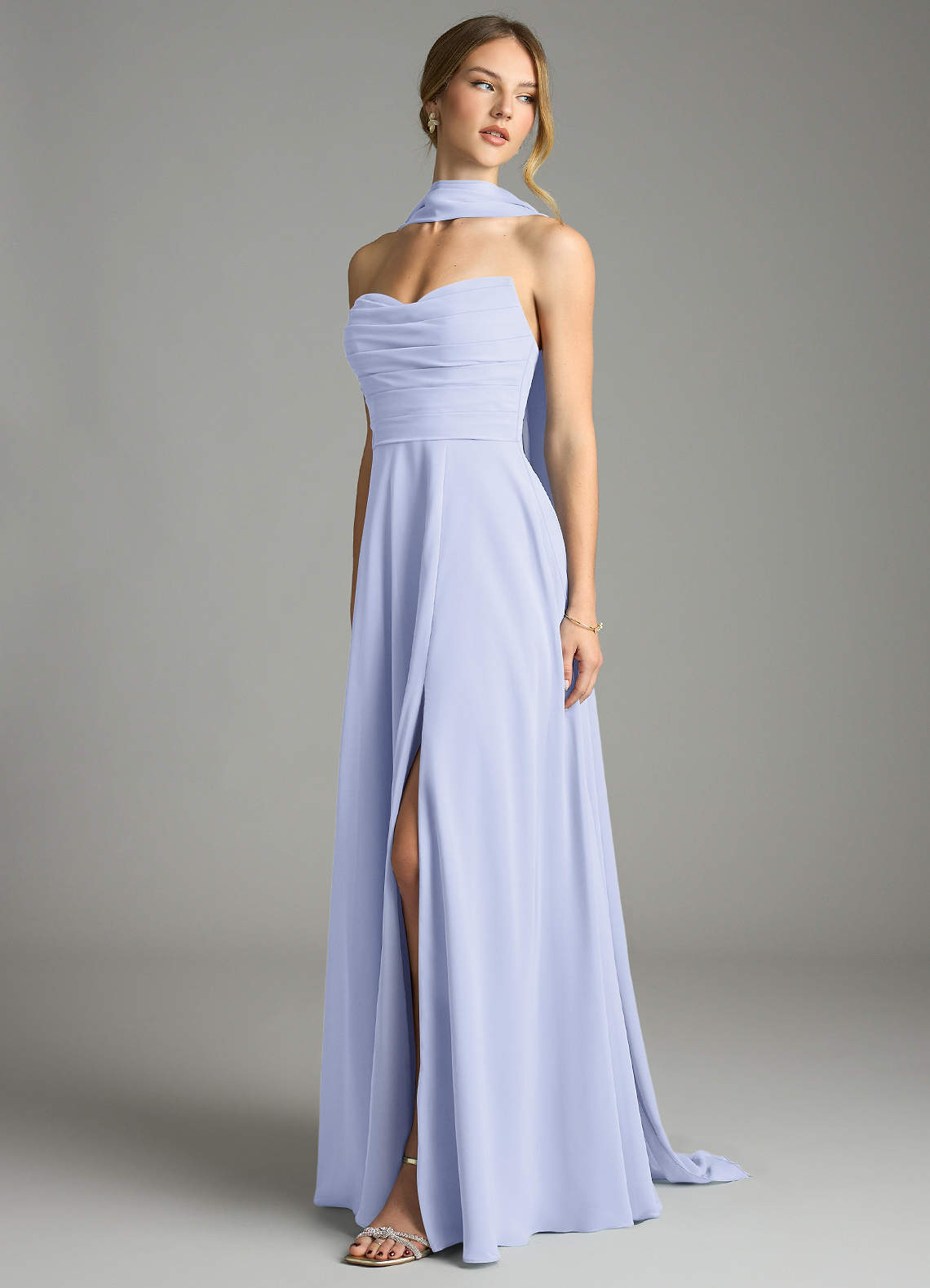 love lies chiffon dress in lavender Azazie Ayla Bridesmaid Dresses Size:16 Medium 1920s beaded dress Vintage flowy_styles graduation Lavender chiffon ruffle tiered