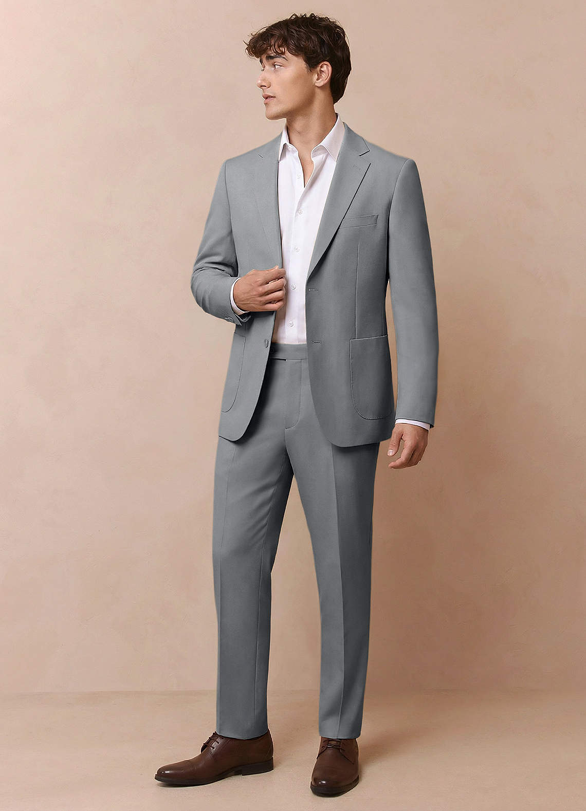 front Owen Grey Lightweight Tailored Suit Jacket