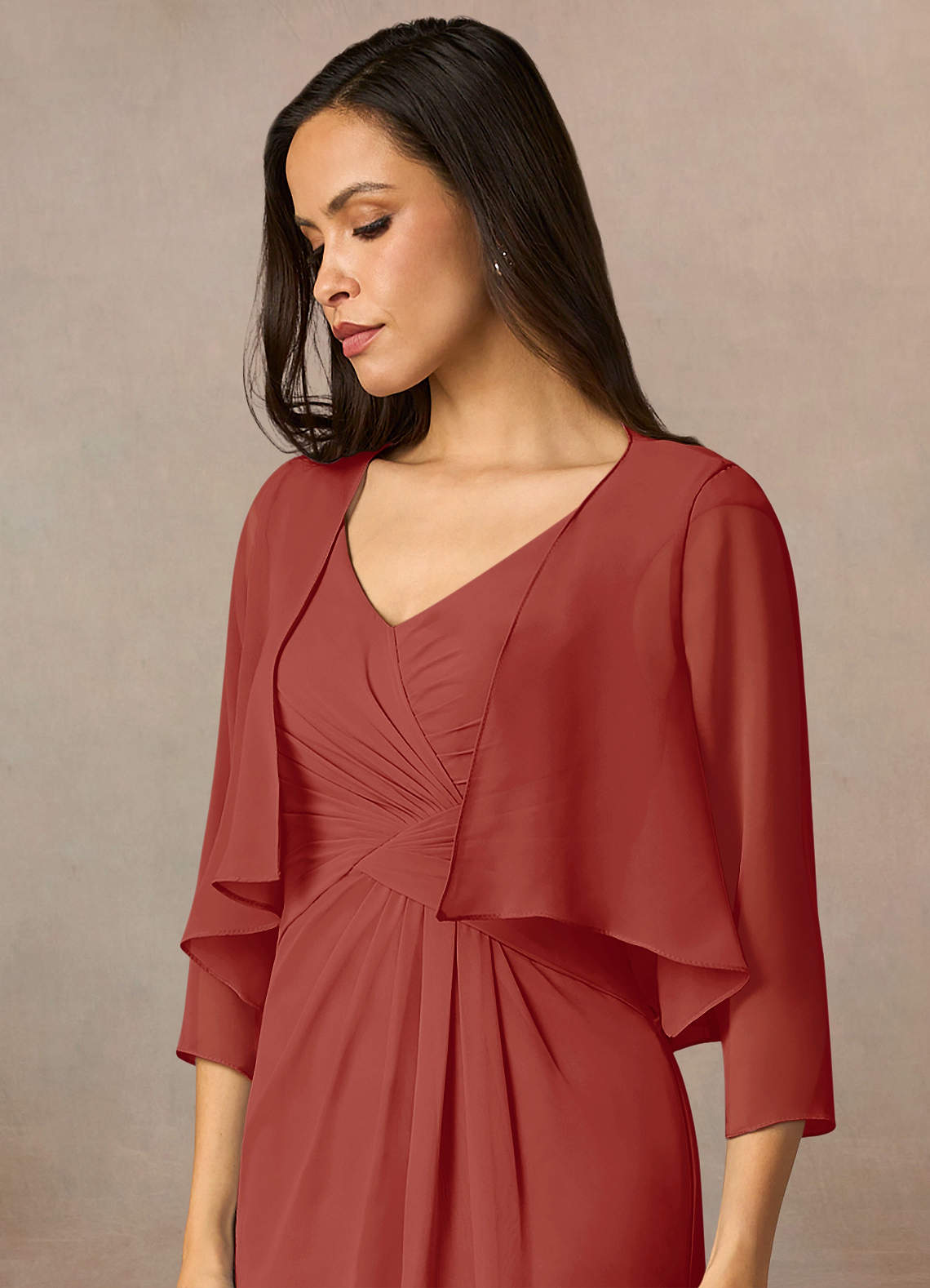 front Azazie Matching Color Fisher Chiffon Wrap
