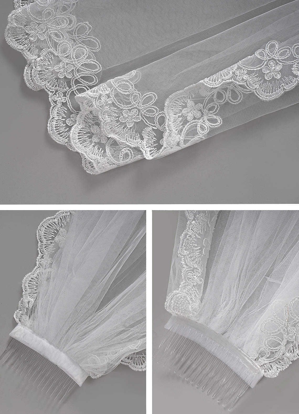 front Juliette Lace Waist Length Veil