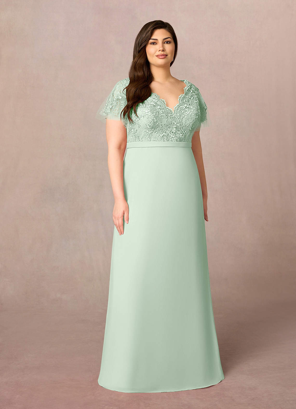 Azazie Singer Abiti per la Madre della Sposa Abito A-Line in Chiffon con Scollo a V in Pizzo Agave image1